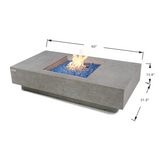 Elementi Plus - Monte Carlo Rectangular Concrete Fire Pit Table - OFG416LG