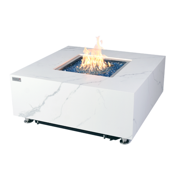 Elementi Plus - Bianco Square Marble Fire Pit Table - OFP103BW