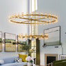 Anchom Crystal  Cup Two-Tier Round Chandelier 60" for Living Room