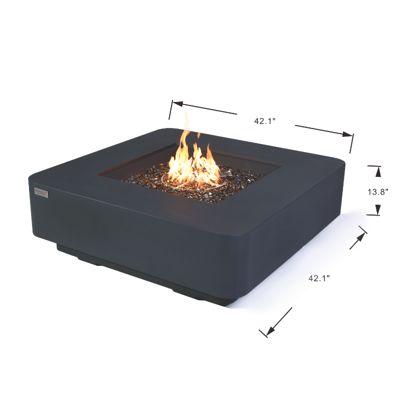 Elementi Plus - Bergamo Square Concrete Fire Pit Table - OFG419DG