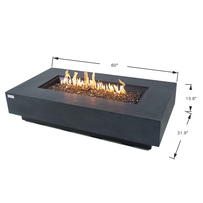 Elementi Plus - Positano Rectangular Concrete Fire Pit Table - OFG415DG