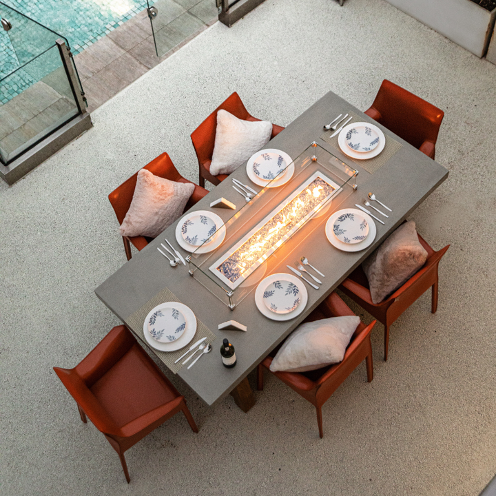 Elementi Sonoma Fire Table with Natural Ash Wood Base and Glass-Fiber Reinforced Concrete Top