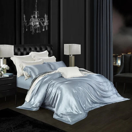 Eloise Bali Blue Luxury Pure Mulberry Silk Bedding Set