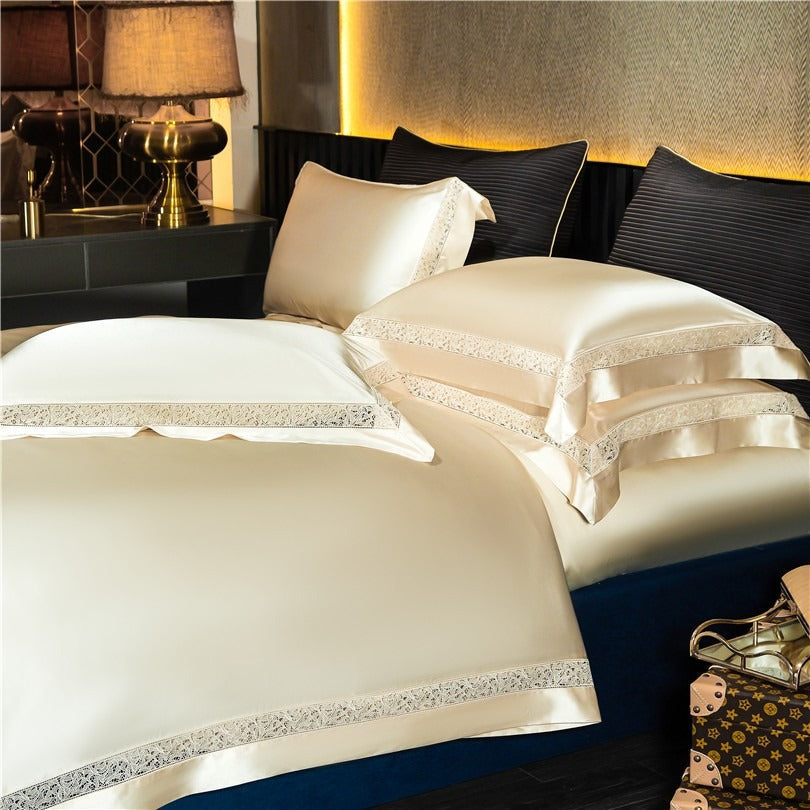 Willa Gold Modern Satin Egyptian Cotton Duvet Cover Set