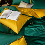 Shemir Emerald Green Gold Reversible Egyptian Cotton Duvet Cover Set