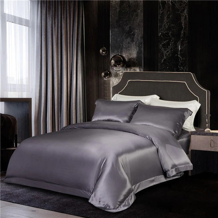 Eloise Quartz Luxury Pure Mulberry Silk Bedding Set Duvet Cover Set - Venetto Design Queen / 2 Pillowcases Venettodesign.com