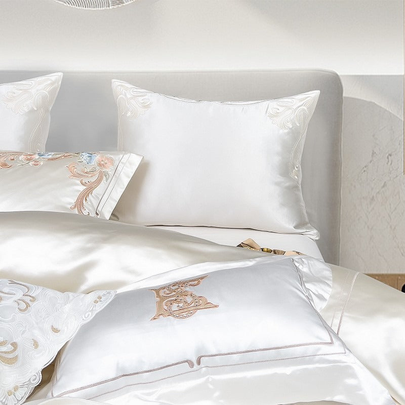 Esana White Embroidery Egyptian Cotton Duvet Cover Set