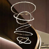 Rosa Rock Crystal Multi-rings Chandelier Modern Chandelier Staircase