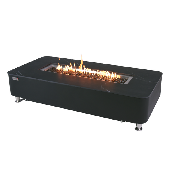 Elementi Plus - Valencia Rectangular Marble Fire Pit Table - OFP102BB