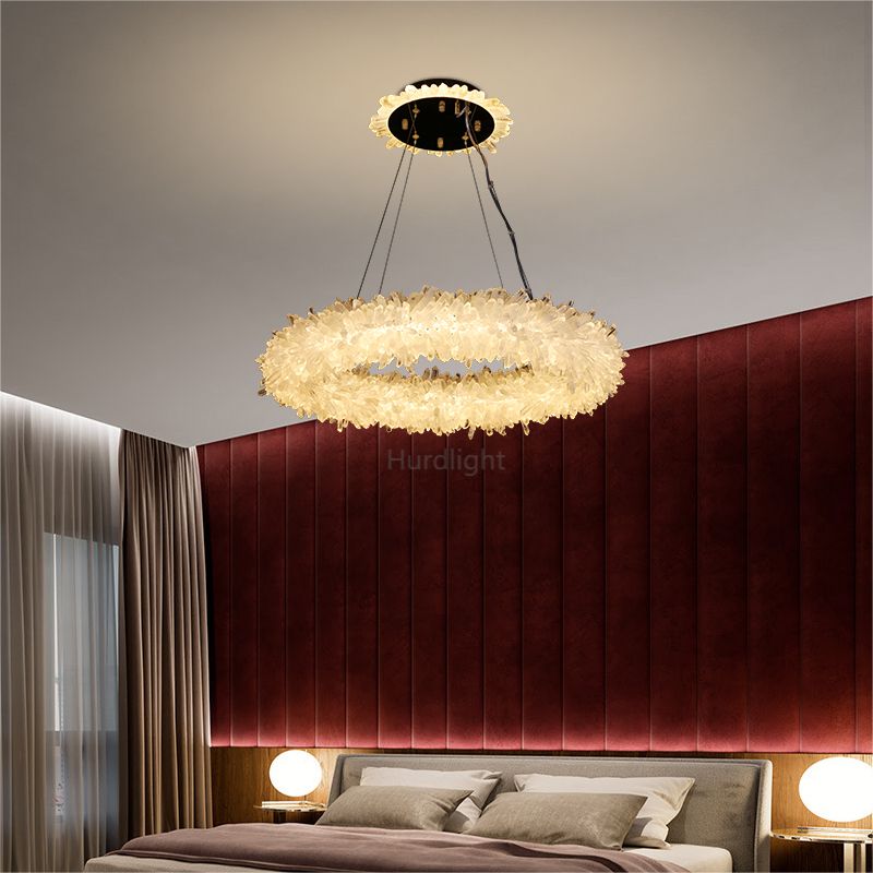 Primary Crystal Cluster Halo Modern Chandelier chandeliers for dining room,chandeliers for stairways,chandeliers for foyer,chandeliers for bedrooms,chandeliers for kitchen,chandeliers for living room Rbrights 31.5"D  