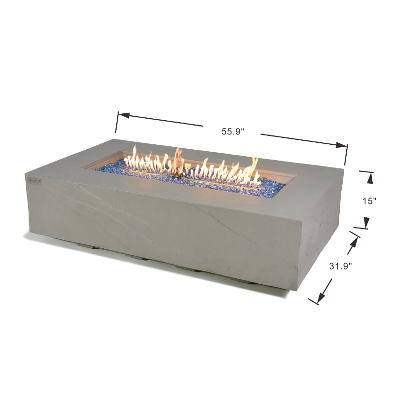 Elementi Plus - Meteora Rectangular Concrete Fire Pit Table - OFG410SG