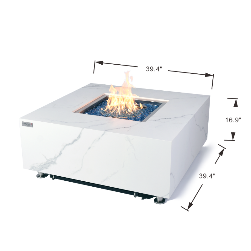 Elementi Plus - Bianco Square Marble Fire Pit Table - OFP103BW