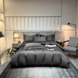 Neo Deep Grey Silky Cotton Duvet Cover Set Duvet Cover Set - Venetto Design Twin / Flat Sheet / 4 Pieces Venettodesign.com