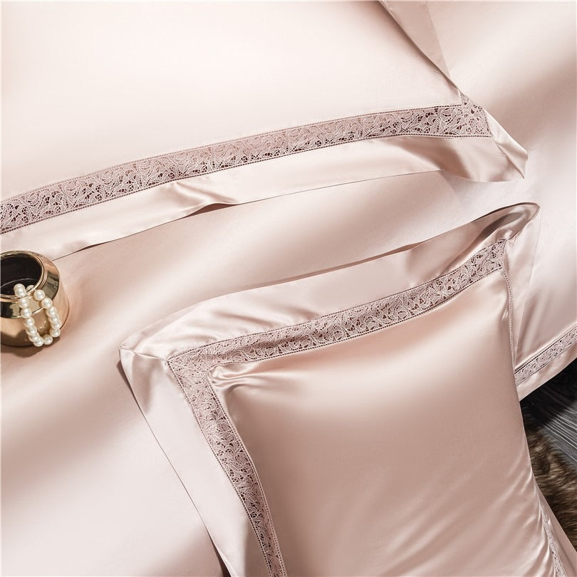 Willa Rose Gold Modern Satin Egyptian Cotton Duvet Cover Set