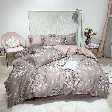 Amelia Leaf Floral Egyptian Cotton Duvet Cover Set Duvet Cover Set - Venetto Design Queen / Flat Sheet / 4 Pieces Venettodesign.com