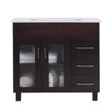 Laviva Nova 36" Brown Bathroom Vanity with White Ceramic Basin Countertop 31321529-36B-CB