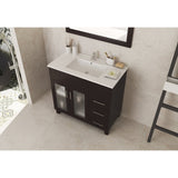 Laviva Nova 36" Brown Bathroom Vanity with White Ceramic Basin Countertop 31321529-36B-CB