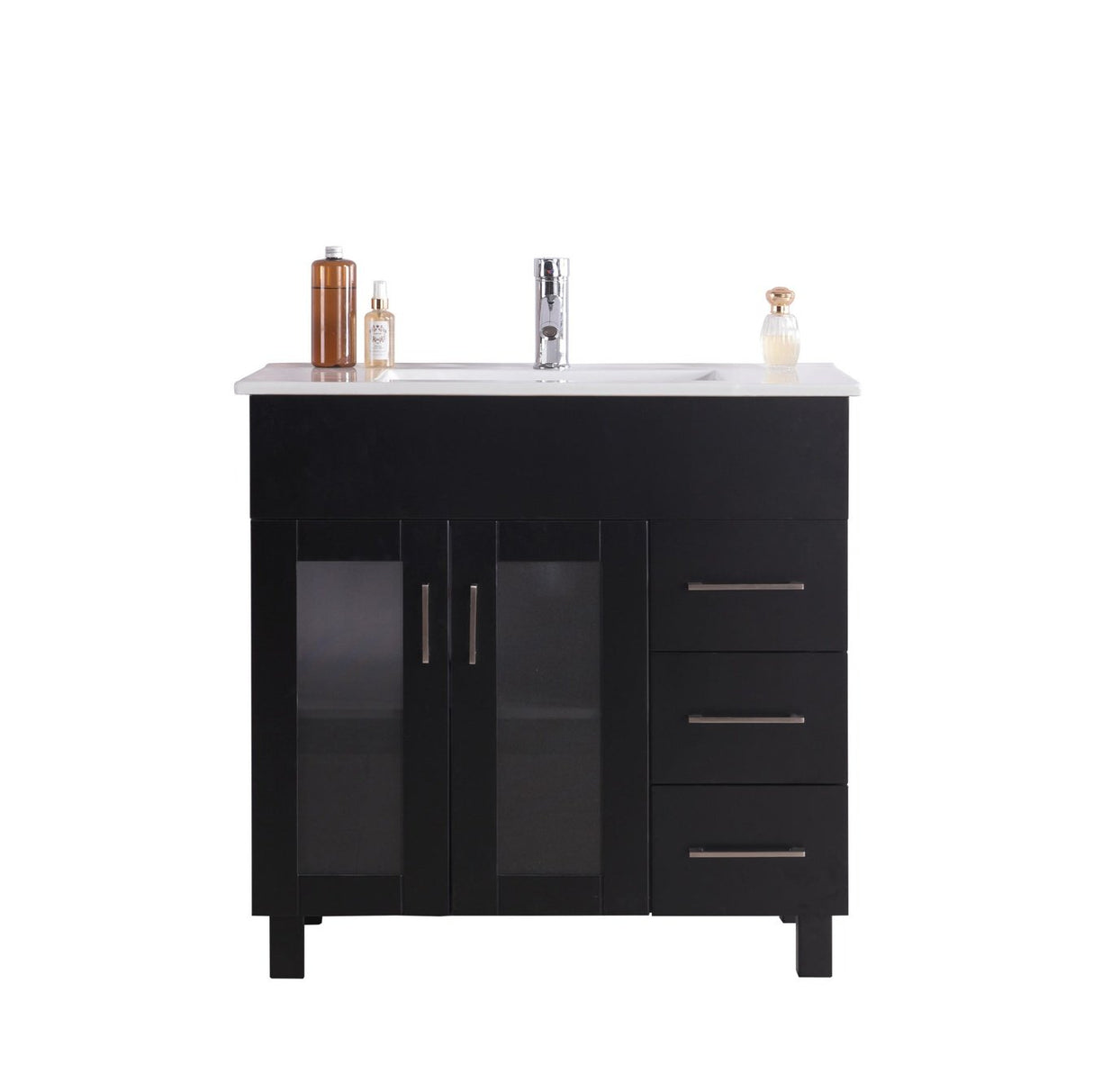 Laviva Nova 36" Espresso Bathroom Vanity with White Ceramic Basin Countertop 31321529-36E-CB