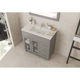 Laviva Nova 36" Grey Bathroom Vanity with White Ceramic Basin Countertop 31321529-36G-CB