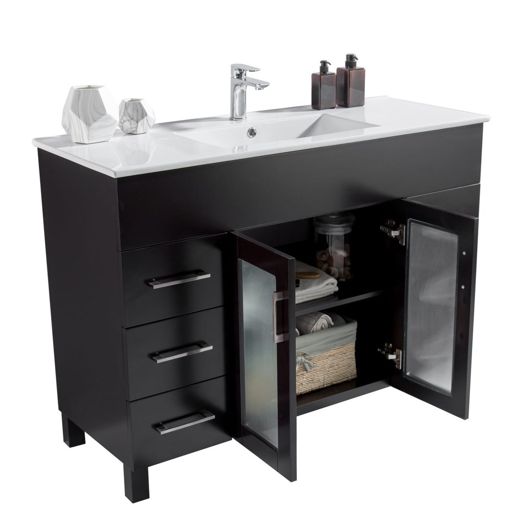 Laviva Nova 48" Espresso Bathroom Vanity with White Ceramic Basin Countertop 31321529-48E-CB