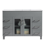 Laviva Nova 48" Grey Bathroom Vanity with White Ceramic Basin Countertop 31321529-48G-CB