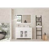 Laviva Nova 48" White Bathroom Vanity with White Ceramic Basin Countertop 31321529-48W-CB