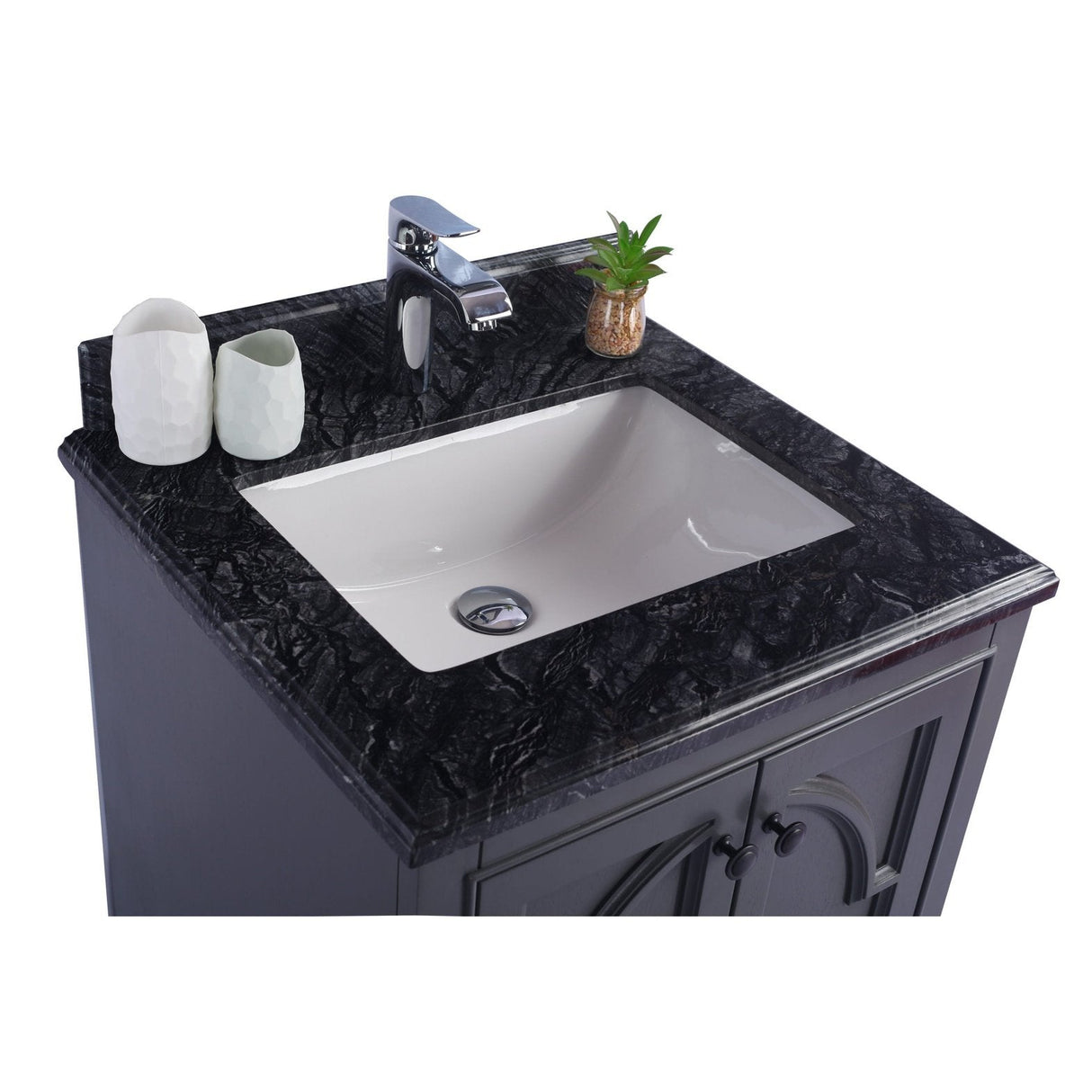 Laviva Odyssey 24" Maple Grey Bathroom Vanity with Black Wood Marble Countertop 313613-24G-BW