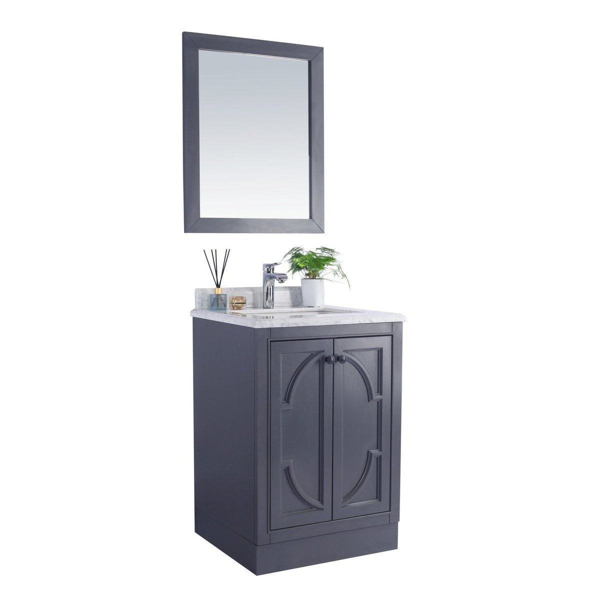 Laviva Odyssey 24" Maple Grey Bathroom Vanity with Black Wood Marble Countertop 313613-24G-BW