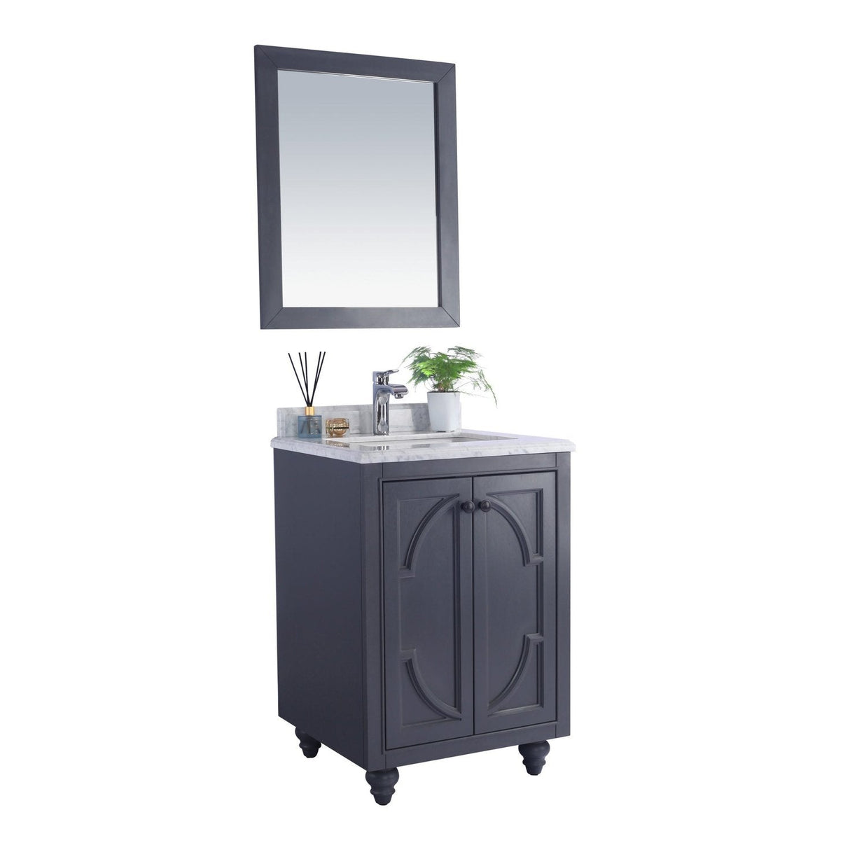 Laviva Odyssey 24" Maple Grey Bathroom Vanity with White Carrara Marble Countertop 313613-24G-WC