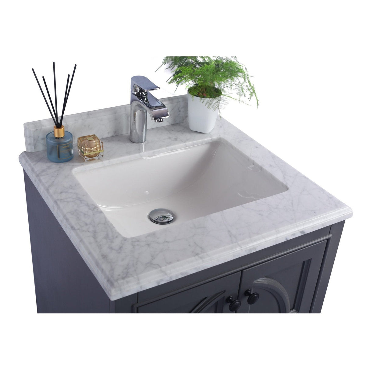 Laviva Odyssey 24" Maple Grey Bathroom Vanity with White Carrara Marble Countertop 313613-24G-WC