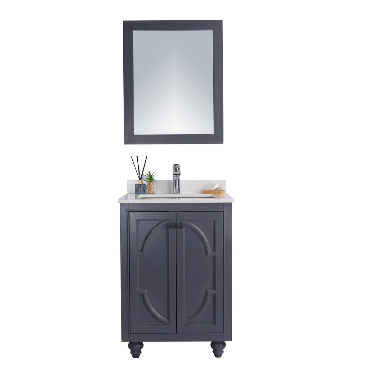 Laviva Odyssey 24" Maple Grey Bathroom Vanity with White Quartz Countertop 313613-24G-WQ