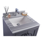 Laviva Odyssey 24" Maple Grey Bathroom Vanity with White Stripes Marble Countertop 313613-24G-WS