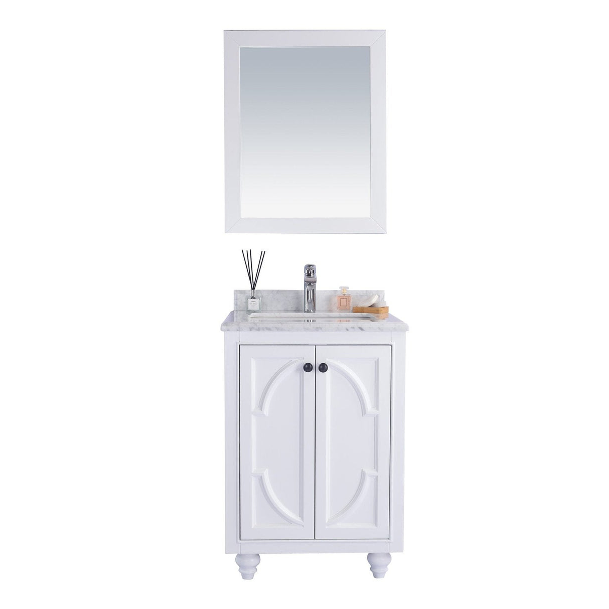 Laviva Odyssey 24" White Bathroom Vanity with White Carrara Marble Countertop 313613-24W-WC