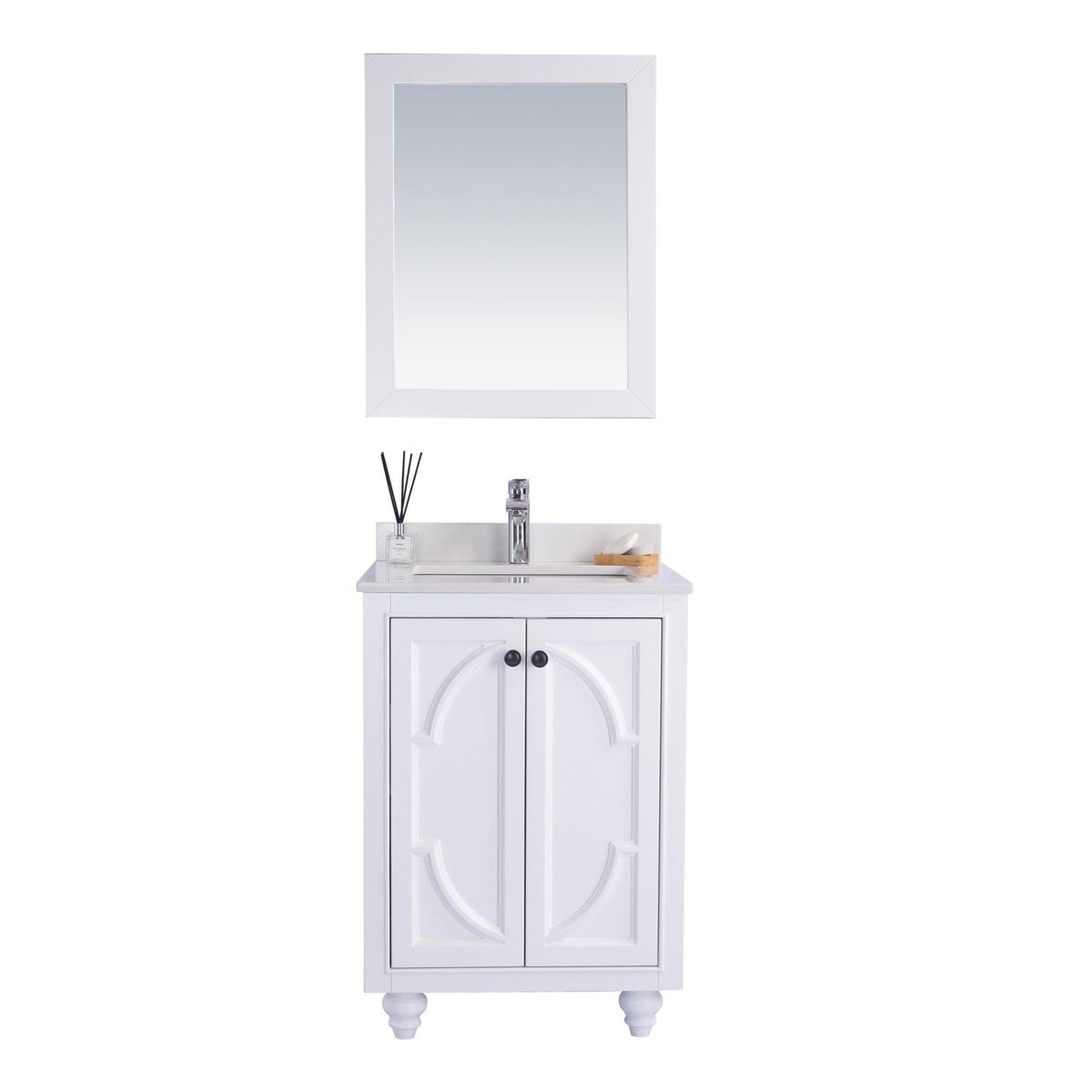 Laviva Odyssey 24" White Bathroom Vanity with White Quartz Countertop 313613-24W-WQ