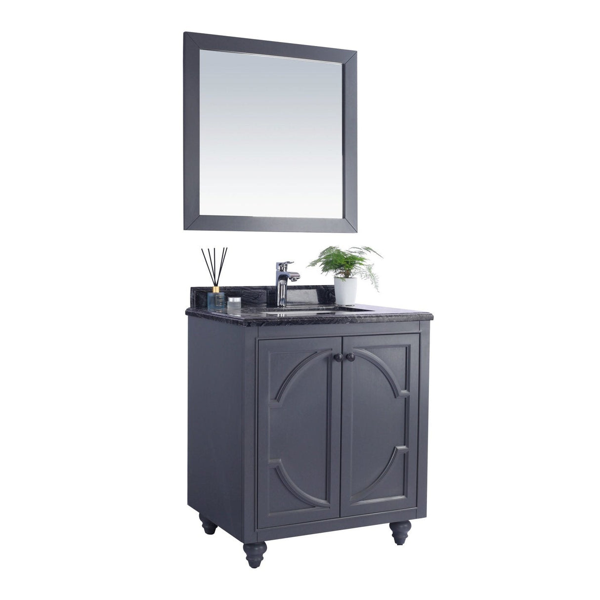 Laviva Odyssey 30" Maple Grey Bathroom Vanity with Black Wood Marble Countertop 313613-30G-BW