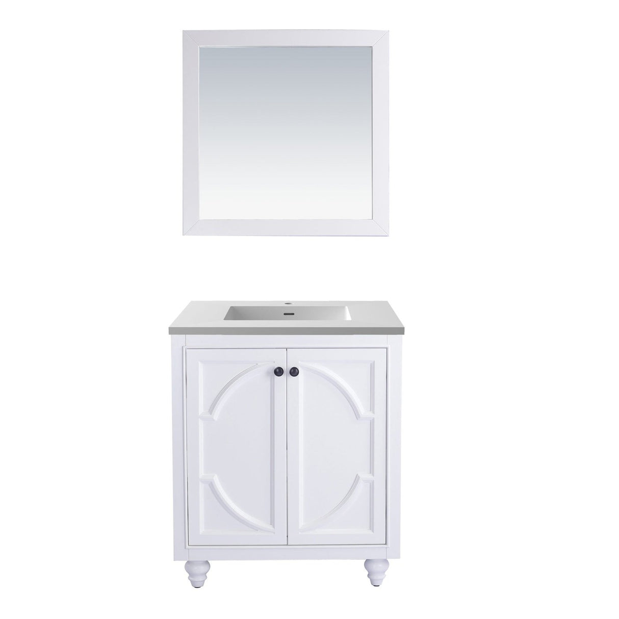 Laviva Odyssey 30" White Bathroom Vanity with Matte White VIVA Stone Solid Surface Countertop 313613-30W-MW