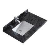 Laviva Odyssey 36" Single Hole Black Wood Marble Countertop with Left Offset Rectangular Ceramic Sink 313613-36-BW