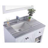 Laviva Odyssey 36" Single Hole White Stripes Marble Countertop with Left Offset Rectangular Ceramic Sink 313613-36-WS