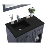 Laviva Odyssey 36" Maple Grey Bathroom Vanity with Matte Black VIVA Stone Solid Surface Countertop 313613-36G-MB