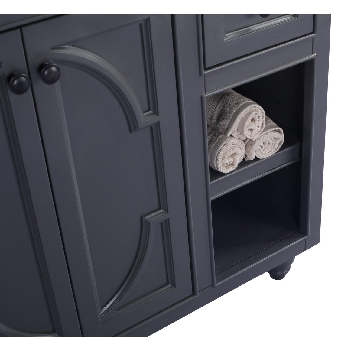 Laviva Odyssey 36" Maple Grey Bathroom Vanity with Matte Black VIVA Stone Solid Surface Countertop 313613-36G-MB