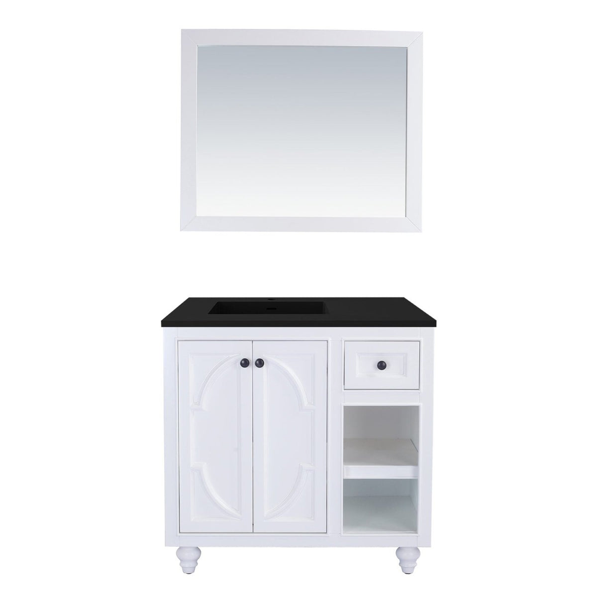 Laviva Odyssey 36" White Bathroom Vanity with Matte Black VIVA Stone Solid Surface Countertop 313613-36W-MB