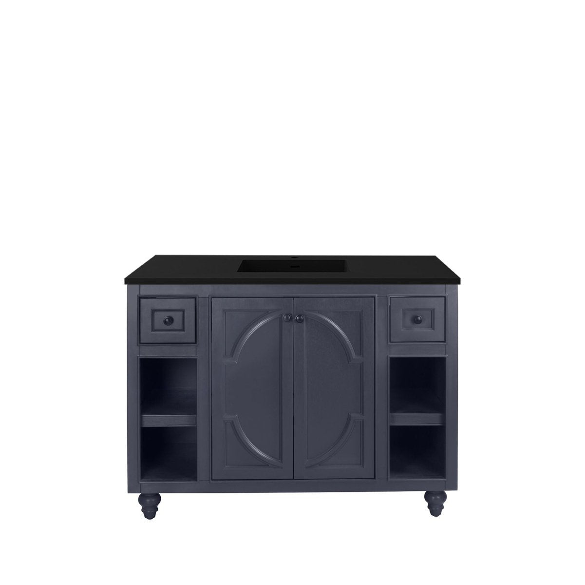 Laviva Odyssey 48" Maple Grey Bathroom Vanity with Matte Black VIVA Stone Solid Surface Countertop 313613-48G-MB