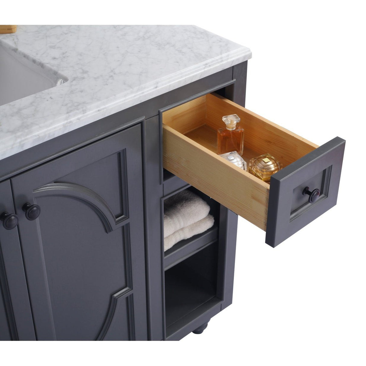 Laviva Odyssey 48" Maple Grey Bathroom Vanity with Matte Black VIVA Stone Solid Surface Countertop 313613-48G-MB