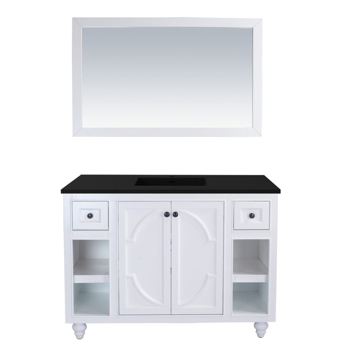 Laviva Odyssey 48" White Bathroom Vanity with Matte Black VIVA Stone Solid Surface Countertop 313613-48W-MB