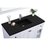 Laviva Odyssey 48" White Bathroom Vanity with Matte Black VIVA Stone Solid Surface Countertop 313613-48W-MB