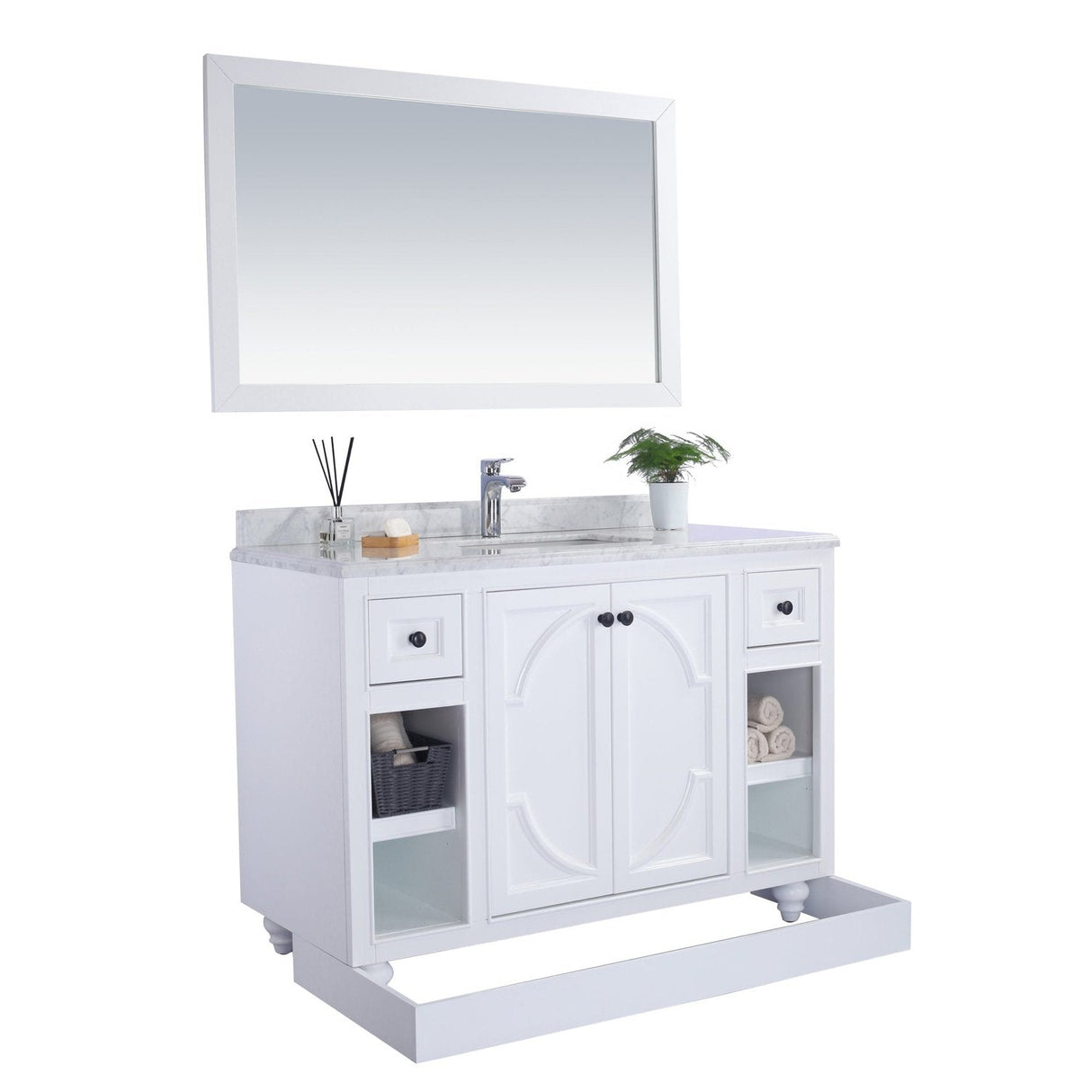 Laviva Odyssey 48" White Bathroom Vanity with Matte White VIVA Stone Solid Surface Countertop 313613-48W-MW