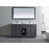 Laviva Odyssey 60" Maple Grey Double Sink Bathroom Vanity with White Carrara Marble Countertop 313613-60G-WC