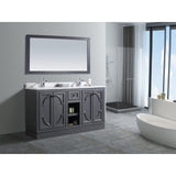 Laviva Odyssey 60" Maple Grey Double Sink Bathroom Vanity with White Carrara Marble Countertop 313613-60G-WC