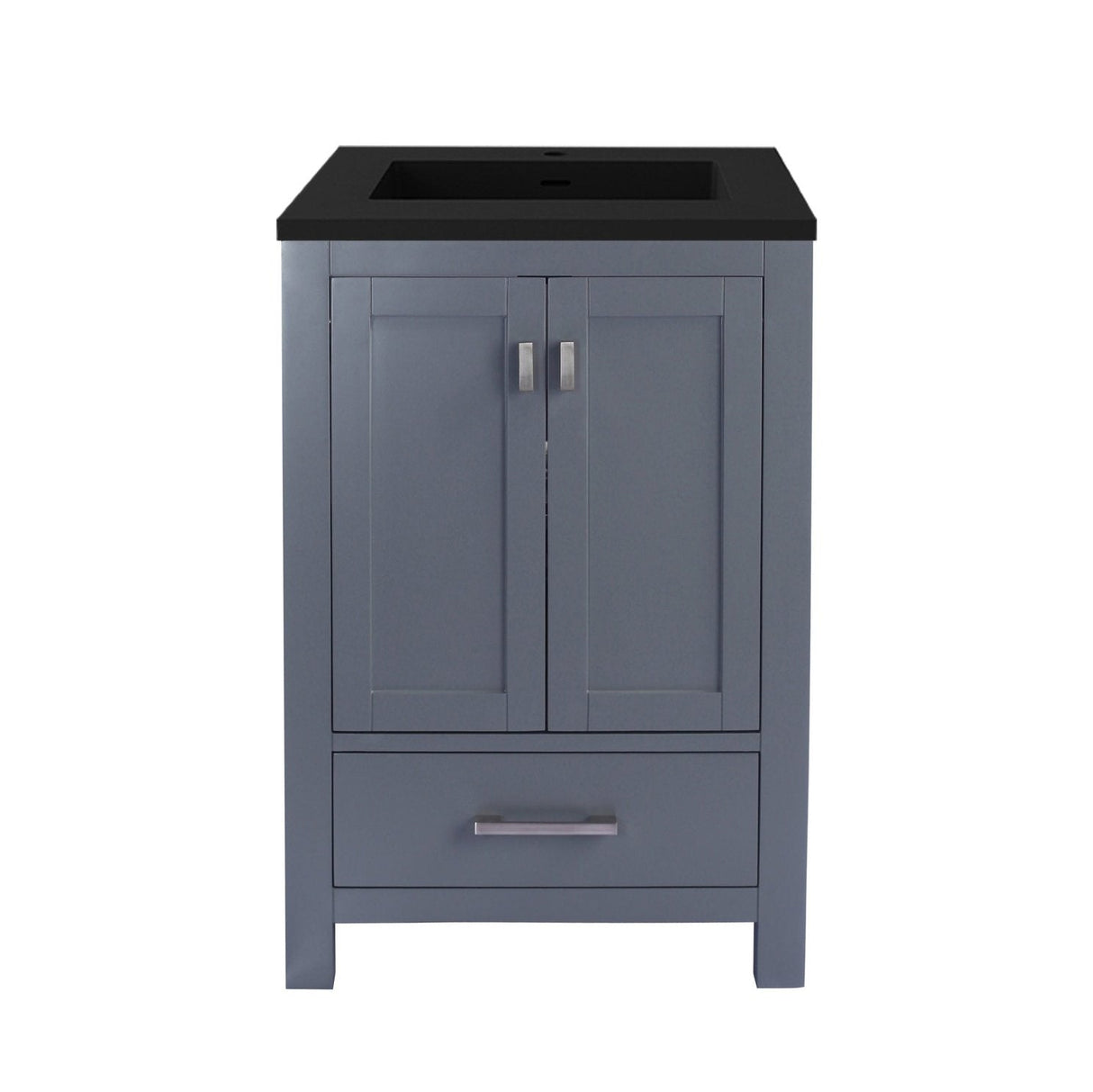 Laviva Wilson 24" Grey Bathroom Vanity with Matte Black VIVA Stone Solid Surface Countertop 313ANG-24G-MB