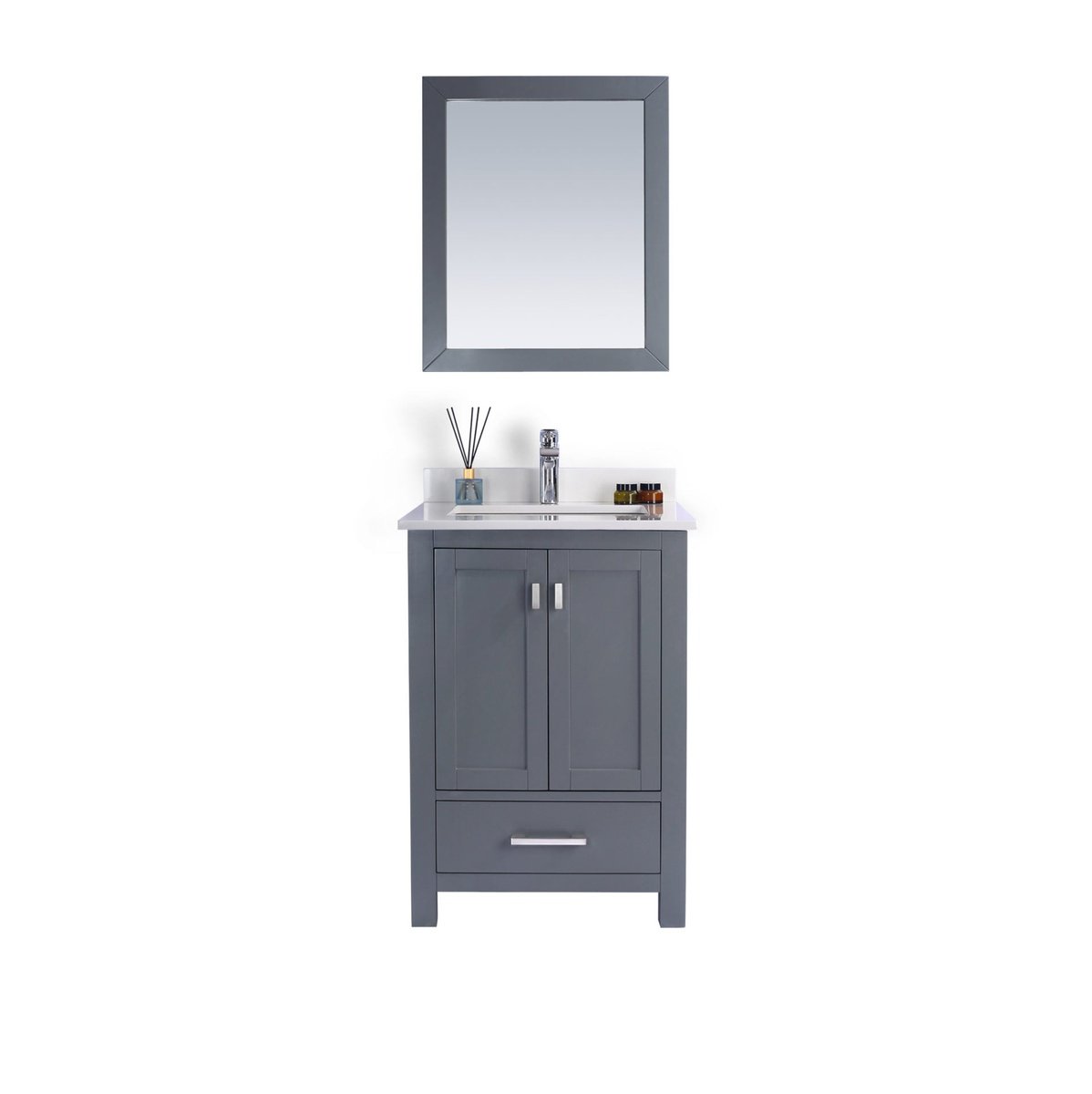 Laviva Wilson 24" Grey Bathroom Vanity with White Quartz Countertop 313ANG-24G-WQ